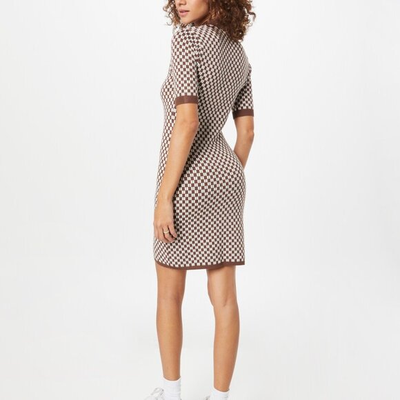 Abercrombie & Fitch Brown Knit Sweater Check Mini Dress Size Small 26617 - Picture 4 of 12